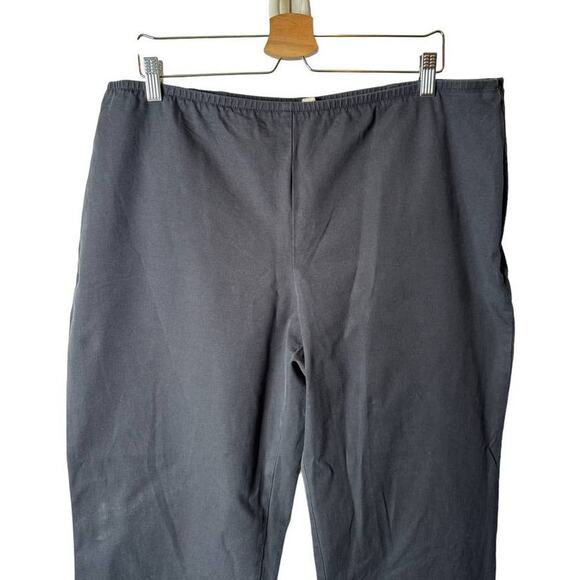 Eileen Fisher Plus 1X Gray Side Zip Organic Stretch Cotton Slim Ankle Pant (B) - Picture 2 of 8